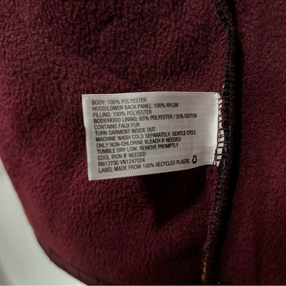 Women’s Marble Sherpa Hoodie Lined Jacket JoyLab Black/Burgundy Size XL - Picture 9 of 9